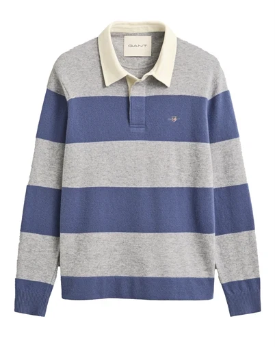 Gant - Barstriped Rugger Strik Polo - Grey Melange 